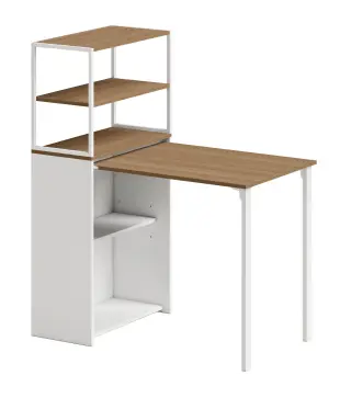 Escritorio Plegable con Estantería con 4 Estantes Mesa de Ordenador para Estudio Oficina Casa 105x60x127 cm Natural
