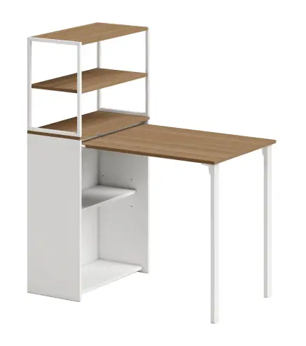 Escritorio Plegable con Estantería con 4 Estantes Mesa de Ordenador para Estudio Oficina Casa 105x60x127 cm Natural