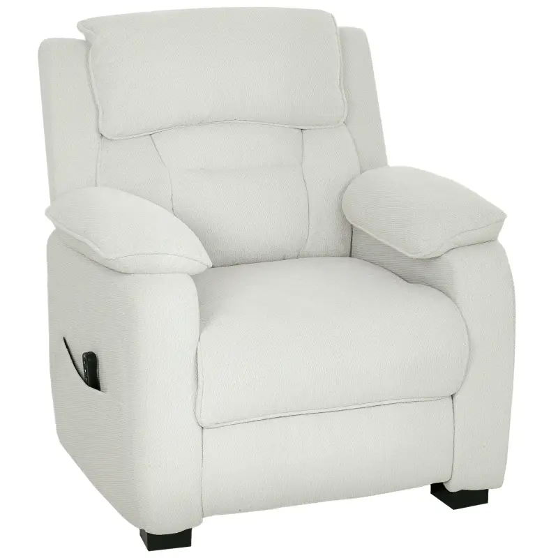 Sillón relax eléctrico sillón reclinable puerto USB reposapiés bolsillos laterales mando a distancia 86x90x103cm crema