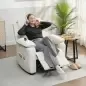 Sillón relax eléctrico sillón reclinable puerto USB reposapiés bolsillos laterales mando a distancia 86x90x103cm crema