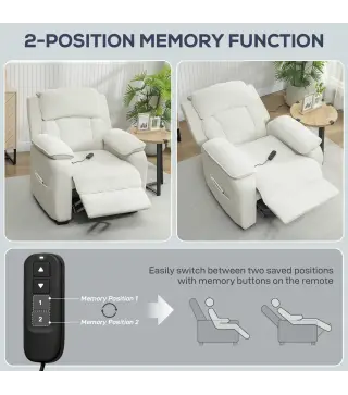 Sillón relax eléctrico sillón reclinable puerto USB reposapiés bolsillos laterales mando a distancia 86x90x103cm crema