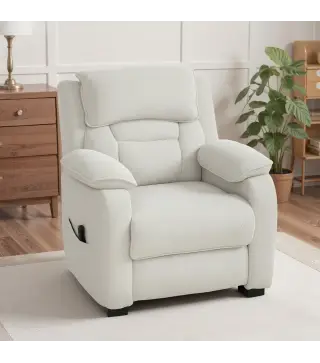 Sillón relax eléctrico sillón reclinable puerto USB reposapiés bolsillos laterales mando a distancia 86x90x103cm crema