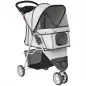 Carrito para Perros Pequeños Plegable hasta 10 kg con 3 Ruedas Capota Ajustable Cesta Ventanas de Malla Portavasos Gris Carrito para Perros Pequeños Plegable hasta 10 kg con 3 Ruedas Capota Ajustable Cesta Ventanas de Malla Portavasos Gris