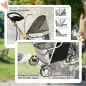 Carrito para Perros Pequeños Plegable hasta 10 kg con 3 Ruedas Capota Ajustable Cesta Ventanas de Malla Portavasos Gris Carrito para Perros Pequeños Plegable hasta 10 kg con 3 Ruedas Capota Ajustable Cesta Ventanas de Malla Portavasos Gris