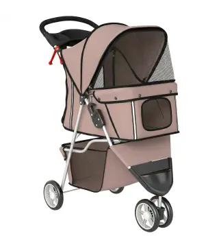 Carrito para Perros Pequeños con Cesta de Almacenaje Ventanas de Malla y Cinturón de Seguridad 77x44x102 cm Café