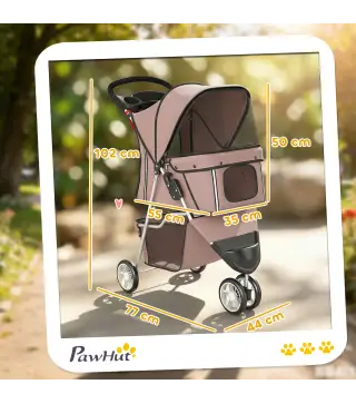 Carrito para Perros Pequeños con Cesta de Almacenaje Ventanas de Malla y Cinturón de Seguridad 77x44x102 cm Café