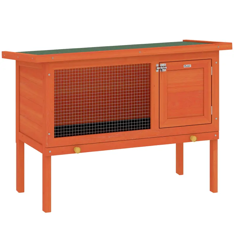 Conejera de Madera Jaula para Conejos Medianos con Techo Asfáltico Abatible Bandeja Extraíble Puerta Naranja Conejera de Madera Jaula para Conejos Medianos con Techo Asfáltico Abatible Bandeja Extraíble Puerta Naranja