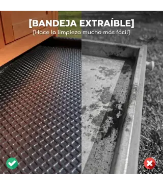Conejera de Madera Jaula para Conejos Medianos con Techo Asfáltico Abatible Bandeja Extraíble Puerta Naranja