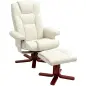 Sillón Reclinable con Reposapiés y Estructura de Madera Carga 150 kg Butaca para Dormitorio Crema