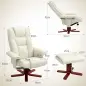 Sillón Reclinable con Reposapiés y Estructura de Madera Carga 150 kg Butaca para Dormitorio Crema