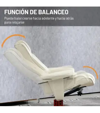 Sillón Reclinable con Reposapiés y Estructura de Madera Carga 150 kg Butaca para Dormitorio Crema