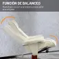 Sillón Reclinable con Reposapiés y Estructura de Madera Carga 150 kg Butaca para Dormitorio Crema