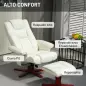 Sillón Reclinable con Reposapiés y Estructura de Madera Carga 150 kg Butaca para Dormitorio Crema