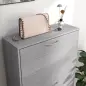Zapatero Estrecho con 3 Puertas Abatibles Zapatero Entrada Recibidor Estantes Ajustables para 12 Pares de Zapatos Gris