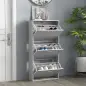 Zapatero Estrecho con 3 Puertas Abatibles Zapatero Entrada Recibidor Estantes Ajustables para 12 Pares de Zapatos Gris