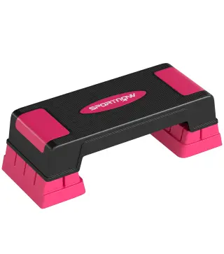 Step de Aeróbic Step para Fitness con Altura Ajustable de 12/17,5/22,5 cm Carga 250 kg para Casa Gimnasio Rosa