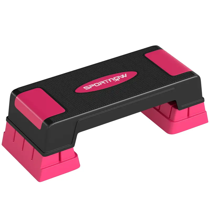 Step de Aeróbic Step para Fitness con Altura Ajustable de 12/17,5/22,5 cm Carga 250 kg para Casa Gimnasio Rosa