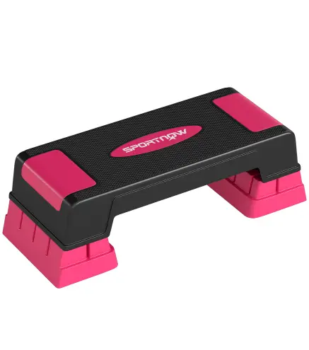 Step de Aeróbic Step para Fitness con Altura Ajustable de 12/17,5/22,5 cm Carga 250 kg para Casa Gimnasio Rosa