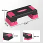 Step de Aeróbic Step para Fitness con Altura Ajustable de 12/17,5/22,5 cm Carga 250 kg para Casa Gimnasio Rosa