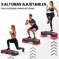 Step de Aeróbic Step para Fitness con Altura Ajustable de 12/17,5/22,5 cm Carga 250 kg para Casa Gimnasio Rosa