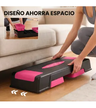 Step de Aeróbic Step para Fitness con Altura Ajustable de 12/17,5/22,5 cm Carga 250 kg para Casa Gimnasio Rosa