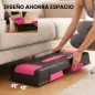 Step de Aeróbic Step para Fitness con Altura Ajustable de 12/17,5/22,5 cm Carga 250 kg para Casa Gimnasio Rosa