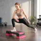 Step de Aeróbic Step para Fitness con Altura Ajustable de 12/17,5/22,5 cm Carga 250 kg para Casa Gimnasio Rosa