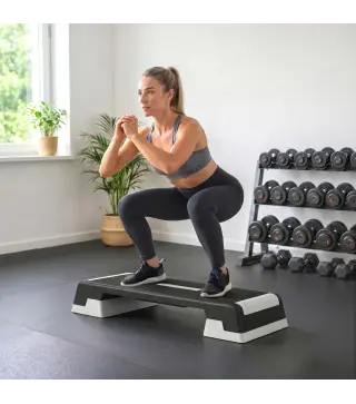 Step de Aeróbic Step para Fitness con Altura Ajustable de 15/20/25 cm Carga 250 kg para Casa Gimnasio Negro