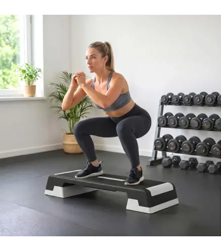 Step de Aeróbic Step para Fitness con Altura Ajustable de 15/20/25 cm Carga 250 kg para Casa Gimnasio Negro