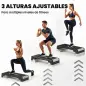 Step de Aeróbic Step para Fitness con Altura Ajustable de 15/20/25 cm Carga 250 kg para Casa Gimnasio Negro