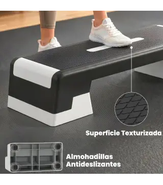 Step de Aeróbic Step para Fitness con Altura Ajustable de 15/20/25 cm Carga 250 kg para Casa Gimnasio Negro