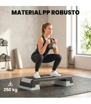 Step de Aeróbic Step para Fitness con Altura Ajustable de 15/20/25 cm Carga 250 kg para Casa Gimnasio Negro