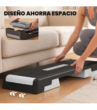 Step de Aeróbic Step para Fitness con Altura Ajustable de 15/20/25 cm Carga 250 kg para Casa Gimnasio Negro
