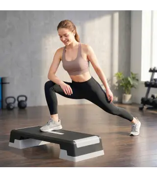 Step de Aeróbic Step para Fitness con Altura Ajustable de 15/20/25 cm Carga 250 kg para Casa Gimnasio Negro