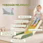 Tobogán Infantil Plegable 4 en 1 con Escalador Aro de Baloncesto Pelota Almacenamiento y Peldaños Crema