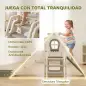 Tobogán Infantil Plegable 4 en 1 con Escalador Aro de Baloncesto Pelota Almacenamiento y Peldaños Crema