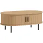 Mesa de Centro con Puertas de Tambor Deslizantes Mesa de Café Ovalada con Almacenamiento Oculto 100x55x40 cm Natural Mesa de Centro con Puertas de Tambor Deslizantes Mesa de Café Ovalada con Almacenamiento Oculto 100x55x40 cm Natural