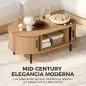 Mesa de Centro con Puertas de Tambor Deslizantes Mesa de Café Ovalada con Almacenamiento Oculto 100x55x40 cm Natural Mesa de Centro con Puertas de Tambor Deslizantes Mesa de Café Ovalada con Almacenamiento Oculto 100x55x40 cm Natural