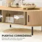 Mesa de Centro con Puertas de Tambor Deslizantes Mesa de Café Ovalada con Almacenamiento Oculto 100x55x40 cm Natural Mesa de Centro con Puertas de Tambor Deslizantes Mesa de Café Ovalada con Almacenamiento Oculto 100x55x40 cm Natural