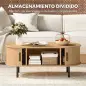 Mesa de Centro con Puertas de Tambor Deslizantes Mesa de Café Ovalada con Almacenamiento Oculto 100x55x40 cm Natural Mesa de Centro con Puertas de Tambor Deslizantes Mesa de Café Ovalada con Almacenamiento Oculto 100x55x40 cm Natural