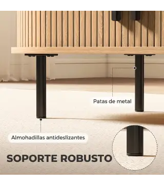 Mesa de Centro con Puertas de Tambor Deslizantes Mesa de Café Ovalada con Almacenamiento Oculto 100x55x40 cm Natural