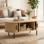 Mesa de Centro con Puertas de Tambor Deslizantes Mesa de Café Ovalada con Almacenamiento Oculto 100x55x40 cm Natural Mesa de Centro con Puertas de Tambor Deslizantes Mesa de Café Ovalada con Almacenamiento Oculto 100x55x40 cm Natural