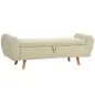 Banco Almacenaje 150 cm Tapizado en Pana Banco Pie de Cama con Brazos Redondeados y Patas de Madera Beige