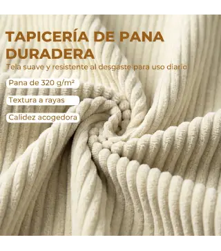 Banco Almacenaje 150 cm Tapizado en Pana Banco Pie de Cama con Brazos Redondeados y Patas de Madera Beige