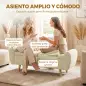 Banco Almacenaje 150 cm Tapizado en Pana Banco Pie de Cama con Brazos Redondeados y Patas de Madera Beige