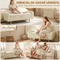 Banco Almacenaje 150 cm Tapizado en Pana Banco Pie de Cama con Brazos Redondeados y Patas de Madera Beige