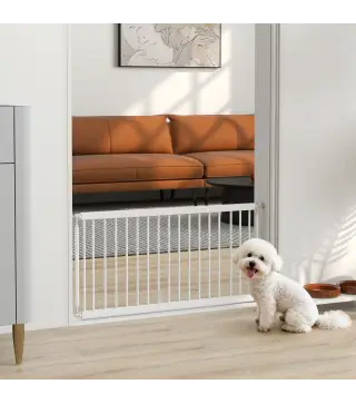 Barrera de Seguridad para Perros Pequeños Extensible 67-93,5 cm Altura 45 cm para Puertas y Escaleras Blanco
