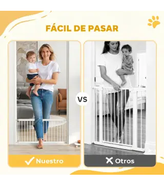 Barrera de Seguridad para Perros Pequeños Extensible 67-93,5 cm Altura 45 cm para Puertas y Escaleras Blanco