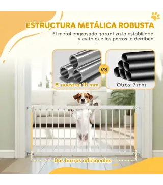 Barrera de Seguridad para Perros Pequeños Extensible 67-93,5 cm Altura 45 cm para Puertas y Escaleras Blanco