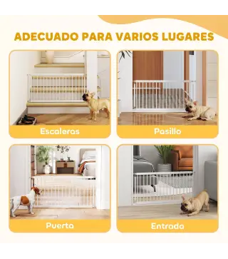 Barrera de Seguridad para Perros Pequeños Extensible 67-93,5 cm Altura 45 cm para Puertas y Escaleras Blanco